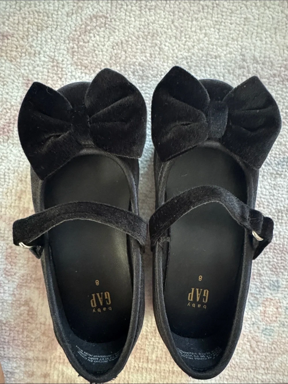 GAP Black Velvet Mary Janes with Bow Accent